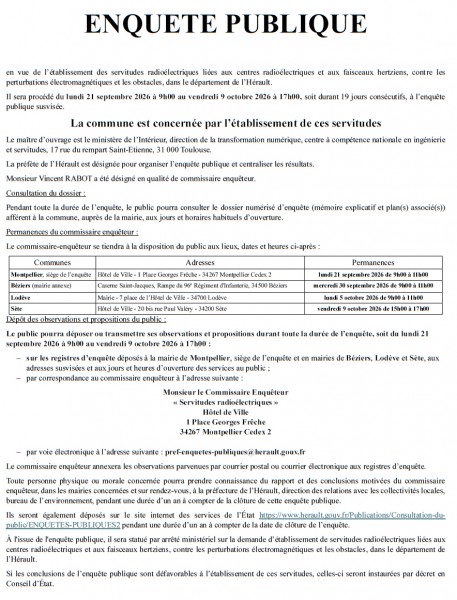 Enquete publique servitudes radioélectriques