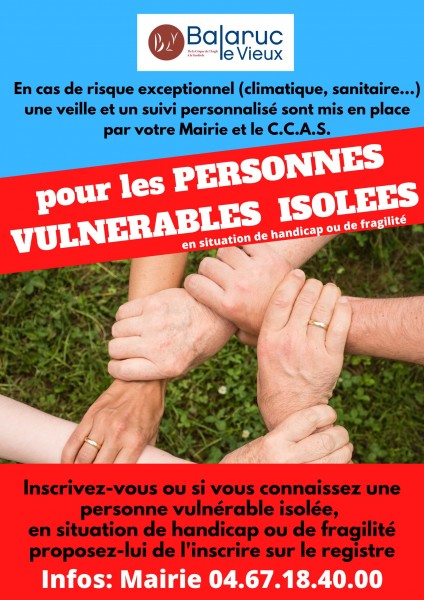 Personnes vulnérables : actualisation du registre